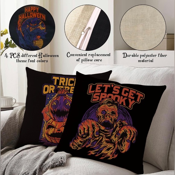 NEW Linen Spooky Pillow Cases (4) 👻 - Picture 5 of 7